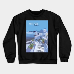 Santorini Greek Summer Holiday Illustration Crewneck Sweatshirt